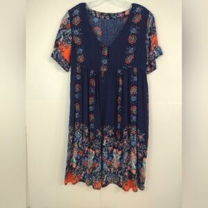 Reborn women's navy dress with floral print size (M)